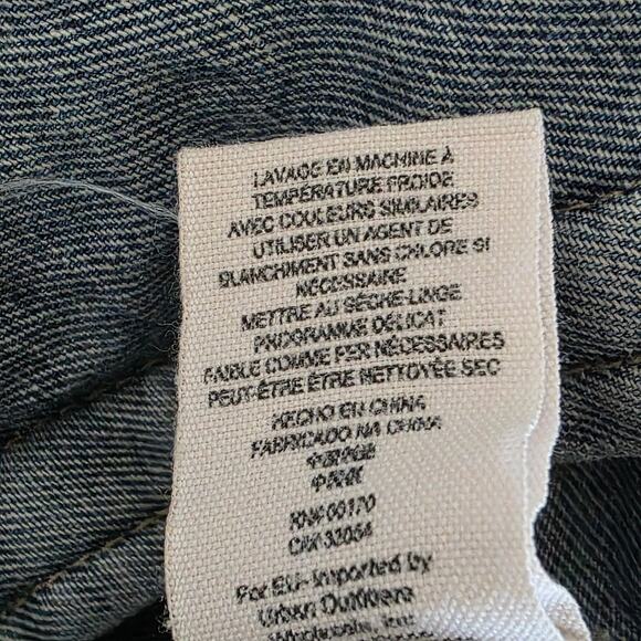 Free People Denim Sweater Jacket Colorblock Women Size M Blue Gray Raw Edge - Picture 13 of 13